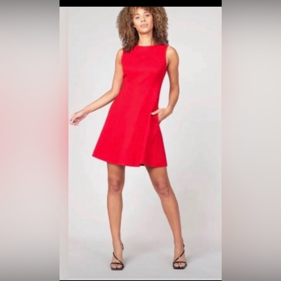 Spanx the perfect fit true red Fit & Flare Mini Sleeveless Dress size medium new - Picture 2 of 3